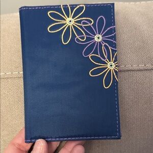 Blue Floral Embroidered passport wallet